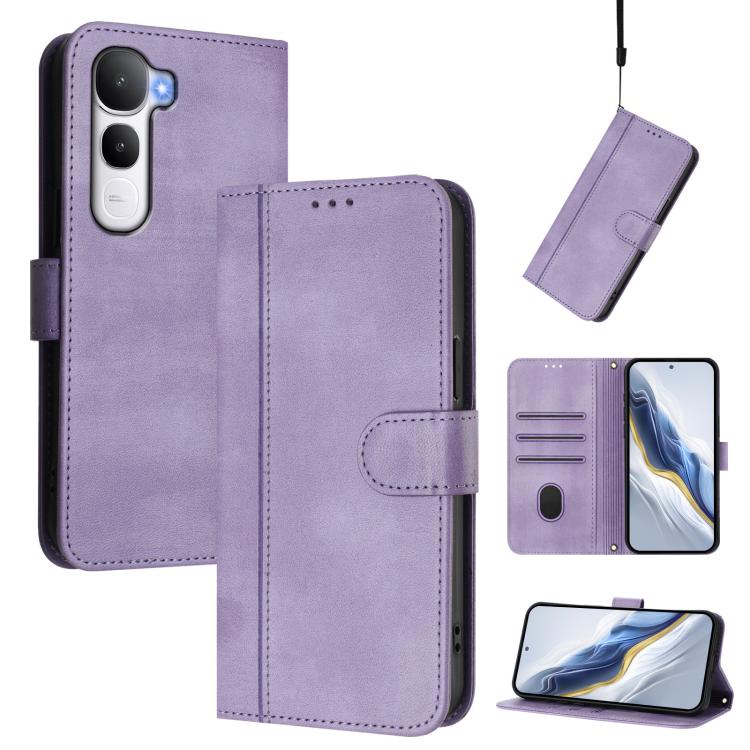 Line Splicing Buckle Retro Leather Phone Case, For vivo X300 5G, For vivo Y31 5G Global, For vivo V60 Lite 5G Global, For vivo Y400 5G Global, For vivo Y400 4G, For vivo V60 5G Global