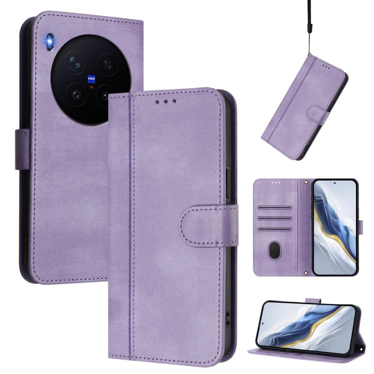 Line Splicing Buckle Retro Leather Phone Case, For vivo X300 5G, For vivo Y31 5G Global, For vivo V60 Lite 5G Global, For vivo Y400 5G Global, For vivo Y400 4G, For vivo V60 5G Global
