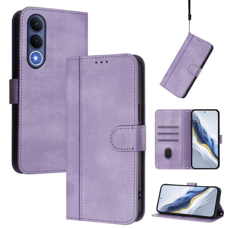 Line Splicing Buckle Retro Leather Phone Case, For vivo X300 FE / S50 Pro mini 5G, For vivo X300s, For vivo Y21 5G 2026 / Y05 4G, For vivo V70 FE 5G, For vivo X300 Ultra, For vivo X300 Pro 5G