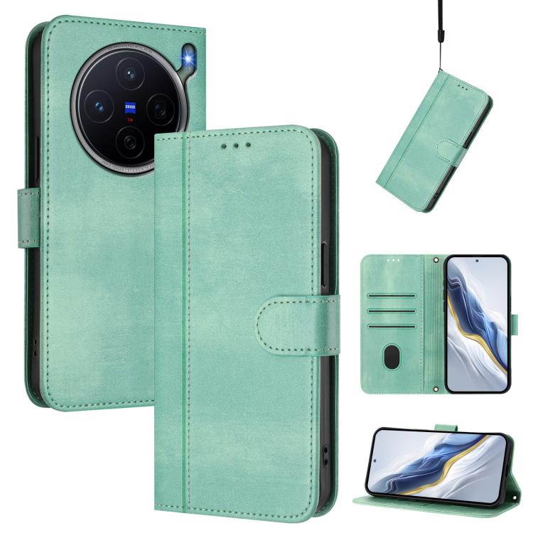 Line Splicing Buckle Retro Leather Phone Case, For vivo X300 FE / S50 Pro mini 5G, For vivo X300s, For vivo Y21 5G 2026 / Y05 4G, For vivo V70 FE 5G, For vivo X300 Ultra, For vivo X300 Pro 5G