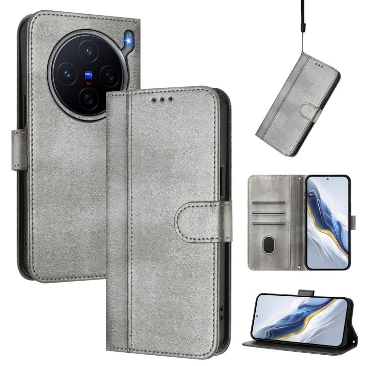 Line Splicing Buckle Retro Leather Phone Case, For vivo X300 FE / S50 Pro mini 5G, For vivo X300s, For vivo Y21 5G 2026 / Y05 4G, For vivo V70 FE 5G, For vivo X300 Ultra, For vivo X300 Pro 5G