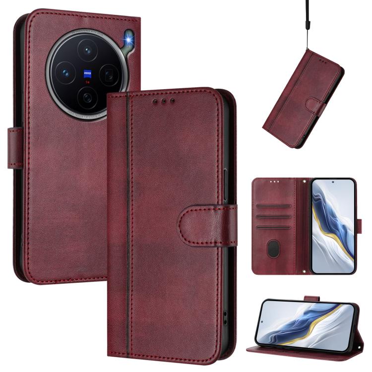 Line Splicing Buckle Retro Leather Phone Case, For vivo X300 FE / S50 Pro mini 5G, For vivo X300s, For vivo Y21 5G 2026 / Y05 4G, For vivo V70 FE 5G, For vivo X300 Ultra, For vivo X300 Pro 5G