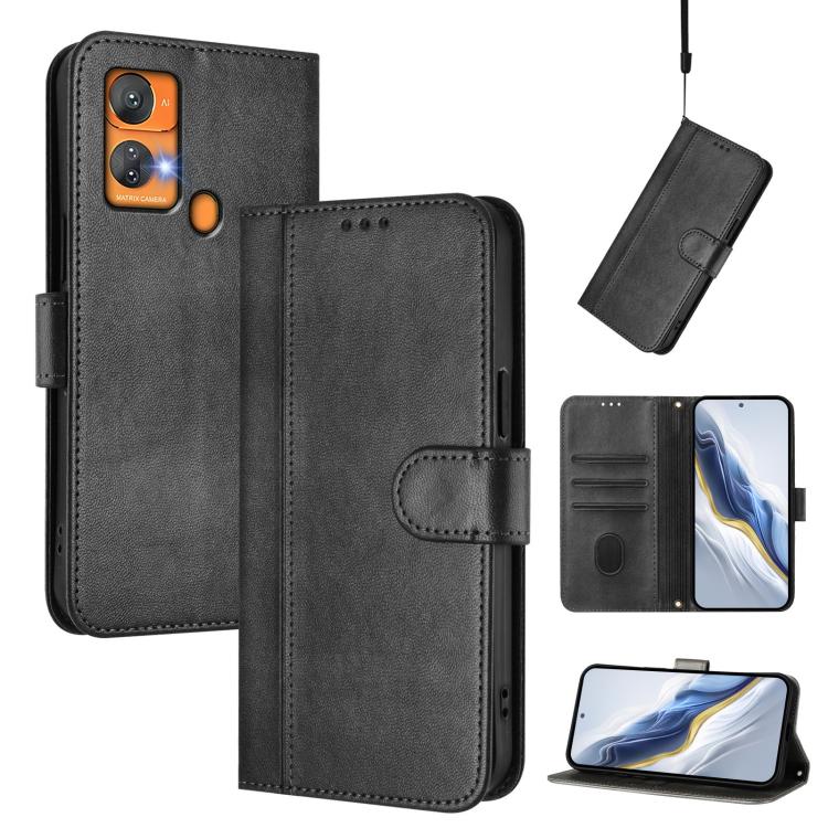 Line Splicing Buckle Retro Leather Phone Case, For Oukitel C51, For Oukitel C38, For Oukitel C35, For Oukitel C33