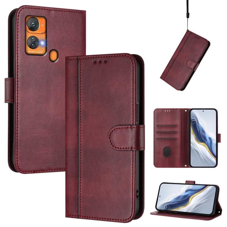 Line Splicing Buckle Retro Leather Phone Case, For Oukitel C51, For Oukitel C38, For Oukitel C35, For Oukitel C33