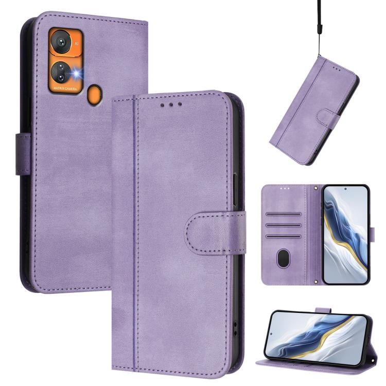 Line Splicing Buckle Retro Leather Phone Case, For Oukitel C51, For Oukitel C38, For Oukitel C35, For Oukitel C33