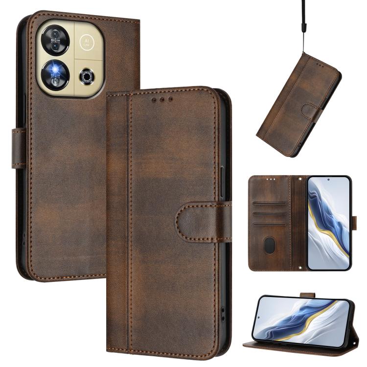 Line Splicing Buckle Retro Leather Phone Case, For Oukitel C59 / C59 Pro, For Oukitel C58 / C58 Pro, For Oukitel C57S / C57 Pro / Blu J12, For Oukitel C53, For Oukitel C50, For Oukitel C37