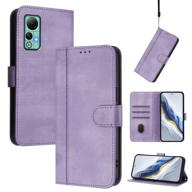 Line Splicing Buckle Retro Leather Phone Case, For Ulefone Note 14