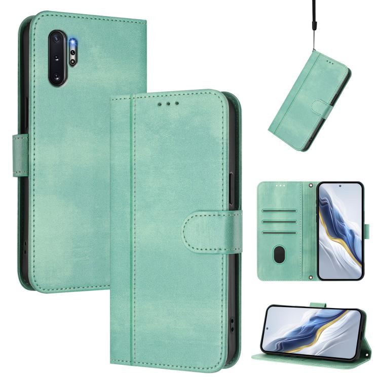 Line Splicing Buckle Retro Leather Phone Case, For Samsung Galaxy Note10, For Samsung Galaxy Note10+