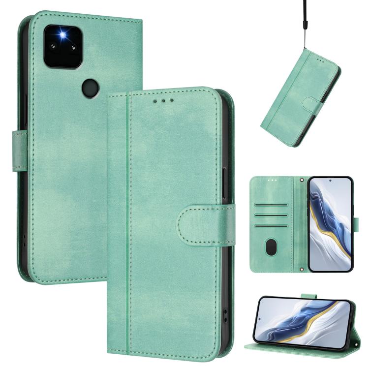 Line Splicing Buckle Retro Leather Phone Case, For Google Pixel 6 Pro, For Google Pixel 6, For Google Pixel 5a 5G
