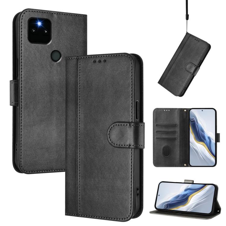 Line Splicing Buckle Retro Leather Phone Case, For Google Pixel 6 Pro, For Google Pixel 6, For Google Pixel 5a 5G
