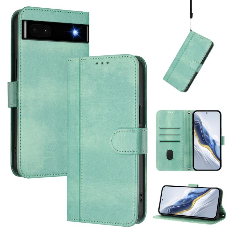 Line Splicing Buckle Retro Leather Phone Case, For Google Pixel 8 Pro, For Google Pixel 8, For Google Pixel 7a, For Google Pixel 7 Pro, For Google Pixel 7, For Google Pixel 6a