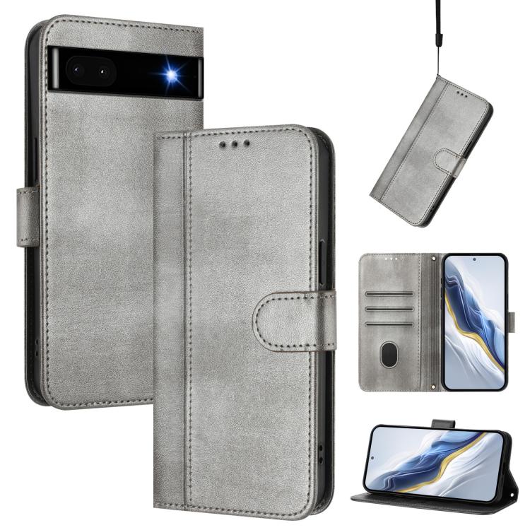 Line Splicing Buckle Retro Leather Phone Case, For Google Pixel 8 Pro, For Google Pixel 8, For Google Pixel 7a, For Google Pixel 7 Pro, For Google Pixel 7, For Google Pixel 6a