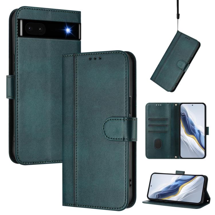 Line Splicing Buckle Retro Leather Phone Case, For Google Pixel 8 Pro, For Google Pixel 8, For Google Pixel 7a, For Google Pixel 7 Pro, For Google Pixel 7, For Google Pixel 6a
