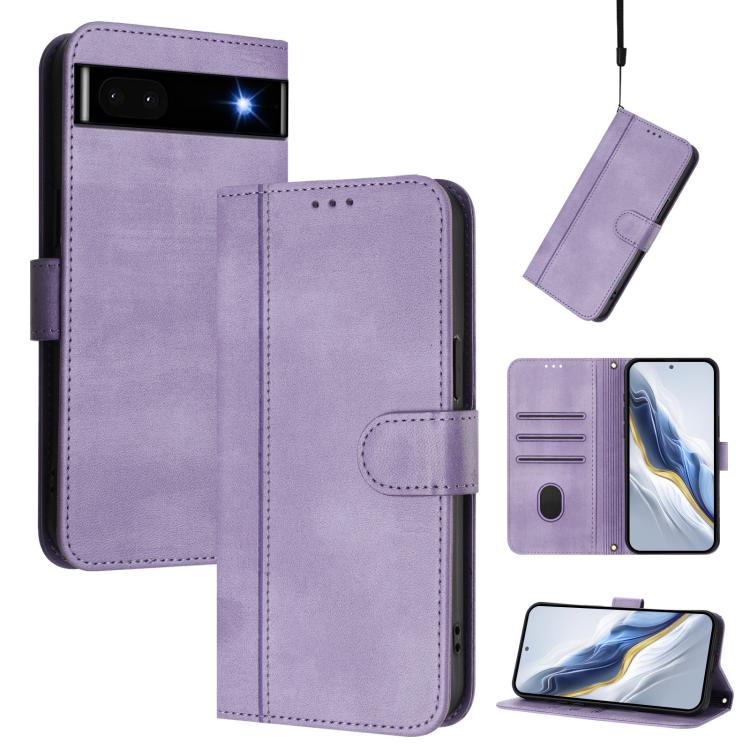 Line Splicing Buckle Retro Leather Phone Case, For Google Pixel 8 Pro, For Google Pixel 8, For Google Pixel 7a, For Google Pixel 7 Pro, For Google Pixel 7, For Google Pixel 6a