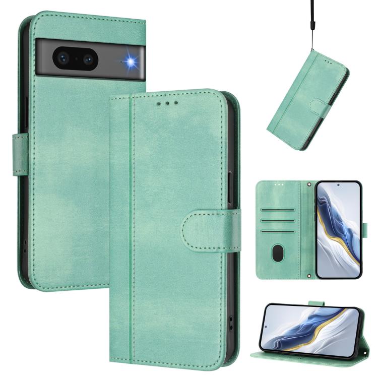 Line Splicing Buckle Retro Leather Phone Case, For Google Pixel 8 Pro, For Google Pixel 8, For Google Pixel 7a, For Google Pixel 7 Pro, For Google Pixel 7, For Google Pixel 6a