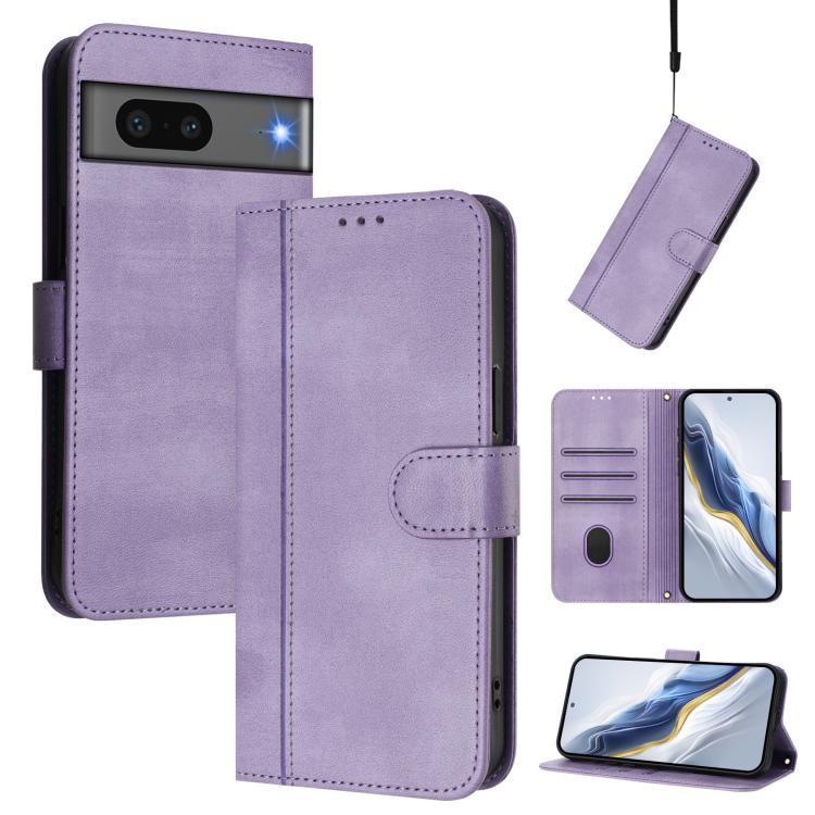 Line Splicing Buckle Retro Leather Phone Case, For Google Pixel 8 Pro, For Google Pixel 8, For Google Pixel 7a, For Google Pixel 7 Pro, For Google Pixel 7, For Google Pixel 6a