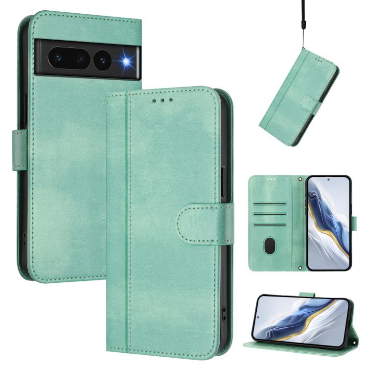 Line Splicing Buckle Retro Leather Phone Case, For Google Pixel 8 Pro, For Google Pixel 8, For Google Pixel 7a, For Google Pixel 7 Pro, For Google Pixel 7, For Google Pixel 6a