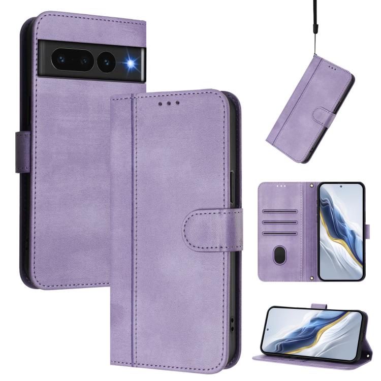 Line Splicing Buckle Retro Leather Phone Case, For Google Pixel 8 Pro, For Google Pixel 8, For Google Pixel 7a, For Google Pixel 7 Pro, For Google Pixel 7, For Google Pixel 6a