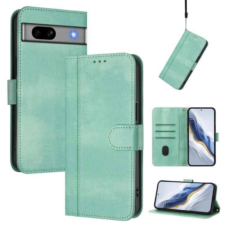Line Splicing Buckle Retro Leather Phone Case, For Google Pixel 8 Pro, For Google Pixel 8, For Google Pixel 7a, For Google Pixel 7 Pro, For Google Pixel 7, For Google Pixel 6a