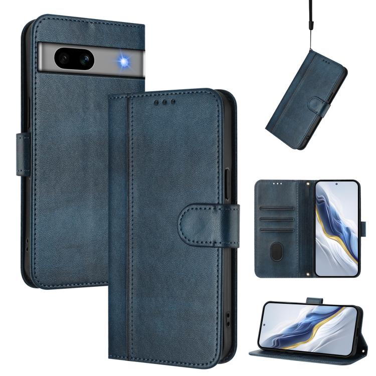 Line Splicing Buckle Retro Leather Phone Case, For Google Pixel 8 Pro, For Google Pixel 8, For Google Pixel 7a, For Google Pixel 7 Pro, For Google Pixel 7, For Google Pixel 6a