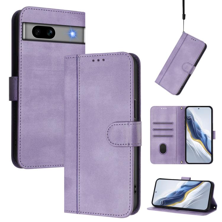 Line Splicing Buckle Retro Leather Phone Case, For Google Pixel 8 Pro, For Google Pixel 8, For Google Pixel 7a, For Google Pixel 7 Pro, For Google Pixel 7, For Google Pixel 6a