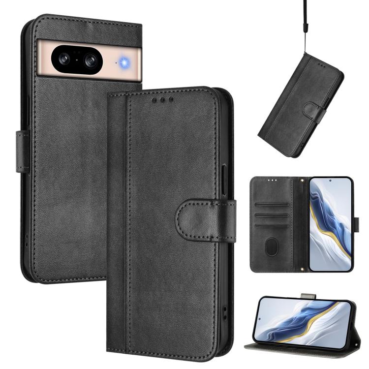 Line Splicing Buckle Retro Leather Phone Case, For Google Pixel 8 Pro, For Google Pixel 8, For Google Pixel 7a, For Google Pixel 7 Pro, For Google Pixel 7, For Google Pixel 6a