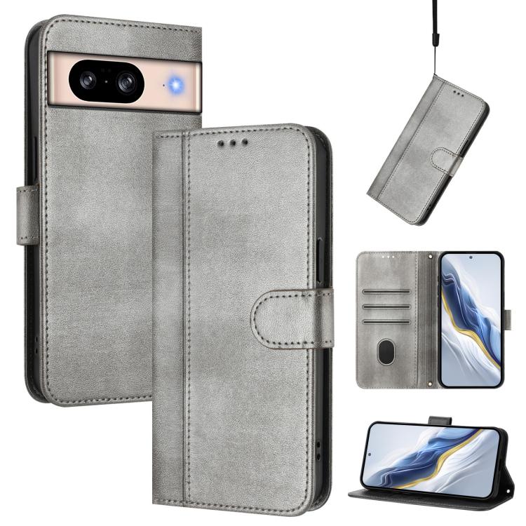 Line Splicing Buckle Retro Leather Phone Case, For Google Pixel 8 Pro, For Google Pixel 8, For Google Pixel 7a, For Google Pixel 7 Pro, For Google Pixel 7, For Google Pixel 6a