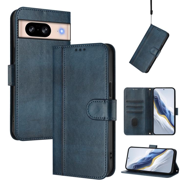 Line Splicing Buckle Retro Leather Phone Case, For Google Pixel 8 Pro, For Google Pixel 8, For Google Pixel 7a, For Google Pixel 7 Pro, For Google Pixel 7, For Google Pixel 6a