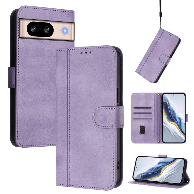 Line Splicing Buckle Retro Leather Phone Case, For Google Pixel 8 Pro, For Google Pixel 8, For Google Pixel 7a, For Google Pixel 7 Pro, For Google Pixel 7, For Google Pixel 6a