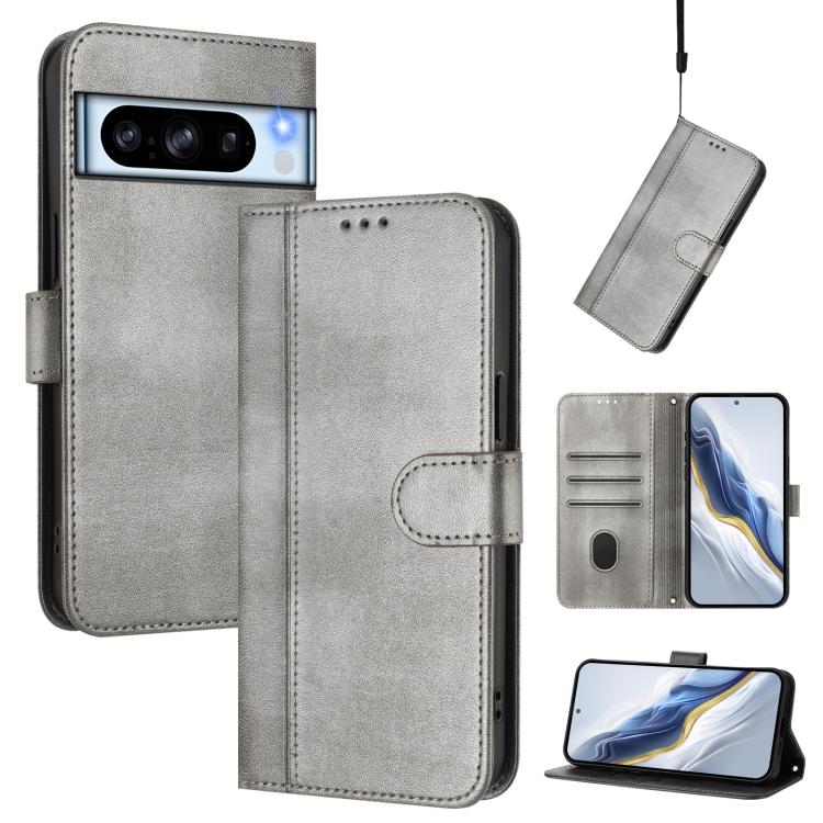 Line Splicing Buckle Retro Leather Phone Case, For Google Pixel 8 Pro, For Google Pixel 8, For Google Pixel 7a, For Google Pixel 7 Pro, For Google Pixel 7, For Google Pixel 6a
