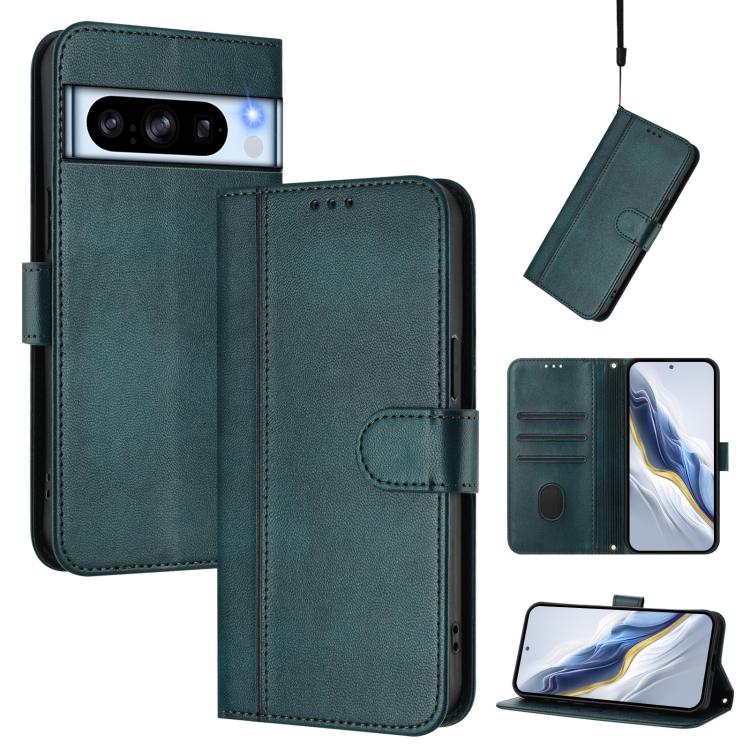 Line Splicing Buckle Retro Leather Phone Case, For Google Pixel 8 Pro, For Google Pixel 8, For Google Pixel 7a, For Google Pixel 7 Pro, For Google Pixel 7, For Google Pixel 6a