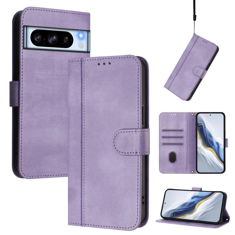 Line Splicing Buckle Retro Leather Phone Case, For Google Pixel 8 Pro, For Google Pixel 8, For Google Pixel 7a, For Google Pixel 7 Pro, For Google Pixel 7, For Google Pixel 6a