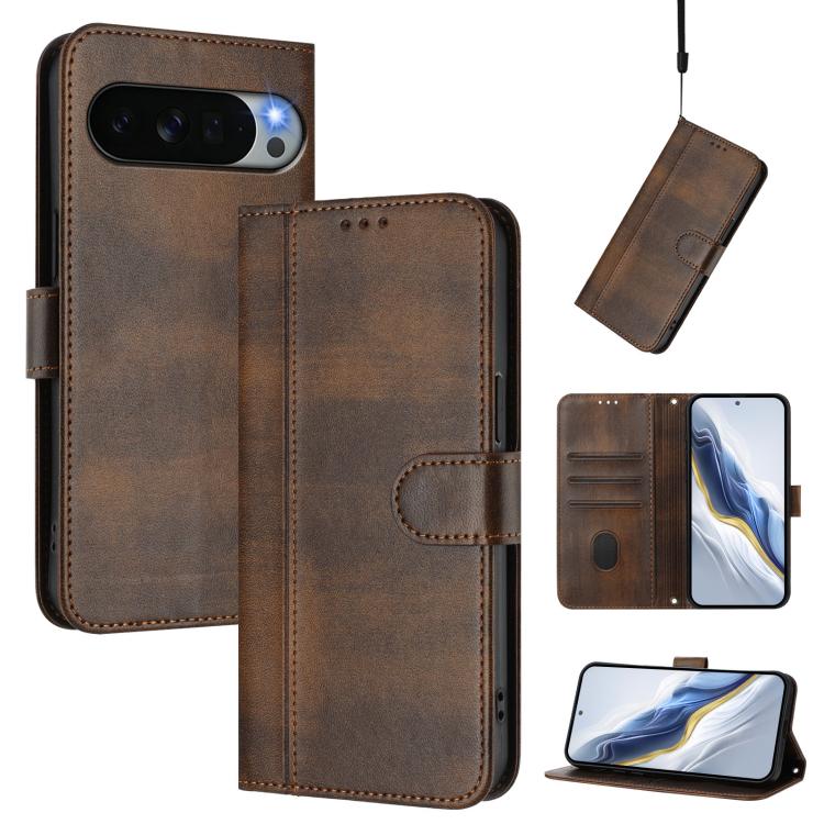 Line Splicing Buckle Retro Leather Phone Case, For Google Pixel 11 Pro XL, For Google Pixel 11 Pro / 11, For Google Pixel 9 Pro XL / Pixel 10 Pro XL, For Google Pixel 10 / 10 Pro / Pixel 9 / 9 Pro, For Google Pixel 9a, For Google Pixel 8a