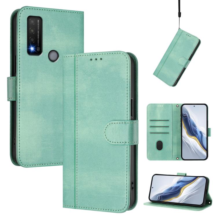 Line Splicing Buckle Retro Leather Phone Case, For TCL Stylus 5G, For TCL 303, For TCL 30T, For TCL 30z T602DL, For TCL 20 R 5G / TCL 20 AX 5G / TCL Bremen 5G, For TCL 30 4G / TCL 30 5G / TCL 30+
