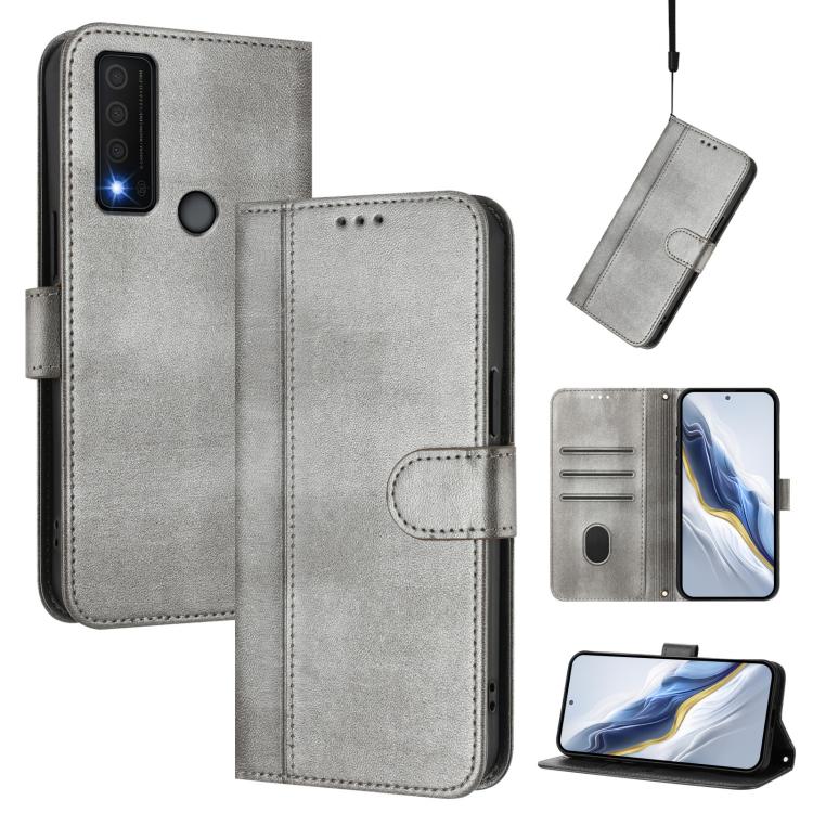 Line Splicing Buckle Retro Leather Phone Case, For TCL 30 SE, For TCL 30 XE 5G / TCL 30 V 5G