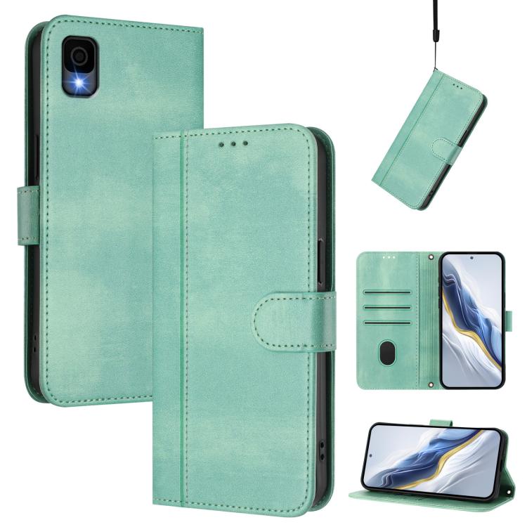 Line Splicing Buckle Retro Leather Phone Case, For TCL Stylus 5G, For TCL 303, For TCL 30T, For TCL 30z T602DL, For TCL 20 R 5G / TCL 20 AX 5G / TCL Bremen 5G, For TCL 30 4G / TCL 30 5G / TCL 30+