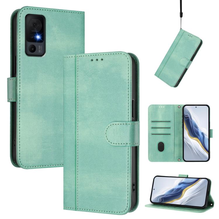 Line Splicing Buckle Retro Leather Phone Case, For TCL 40 XL / TCL 40 T T608DL, For TCL 40 SE, For TCL 403, For TCL 40 R 5G, For TCL 30 XL, For TCL 305 / 306 / 30 SE