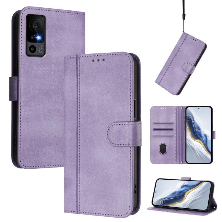 Line Splicing Buckle Retro Leather Phone Case, For TCL 40 XL / TCL 40 T T608DL, For TCL 40 SE, For TCL 403, For TCL 40 R 5G, For TCL 30 XL, For TCL 305 / 306 / 30 SE