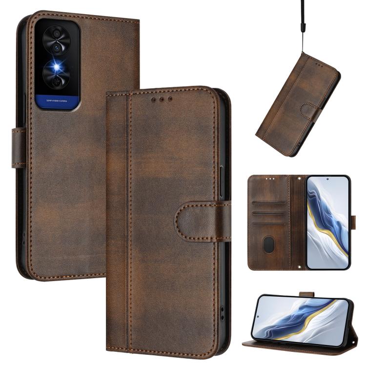 Line Splicing Buckle Retro Leather Phone Case, For TCL 503, For TCL 50 5G / 50 XE / 50 XE NxtPaper, For TCL 50 Nxtpaper /  50 Pro NxtPaper, For TCL 50 LE / TCL K23 / K24, For TCL 50 XL 5G / 50 XL NxtPaper, For TCL 201