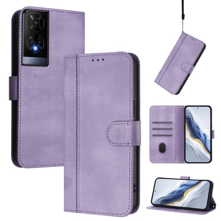 Line Splicing Buckle Retro Leather Phone Case, For TCL 50 XE, For TCL 50 SE / TCL 40 NxtPaper 4G, For TCL 501, For TCL 505, For TCL 502, For TCL 405 / 406 / 408