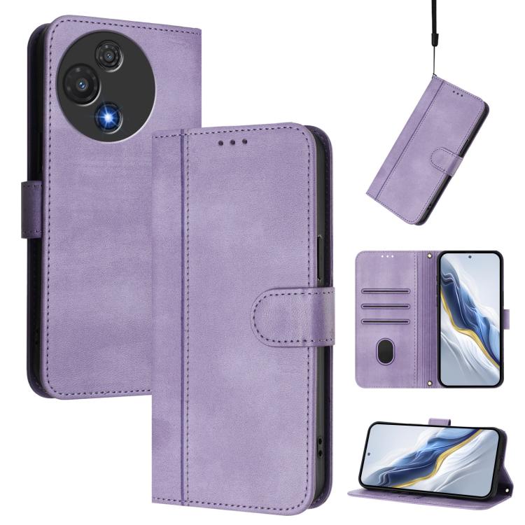 Line Splicing Buckle Retro Leather Phone Case, For TCL K70 Power 4G / K70 4G, For TCL Nxtpaper 70 Pro 5G, For TCL K32 5G / K33 5G, For TCL 60 NxtPaper, For TCL 605 / 60 SE, For TCL 60R 5G