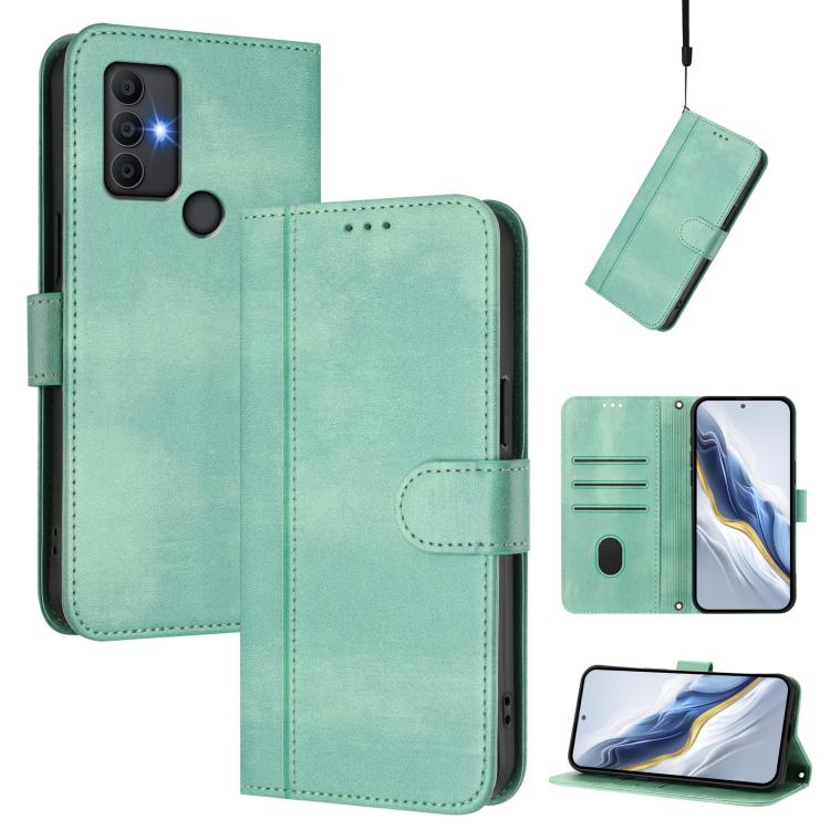 Line Splicing Buckle Retro Leather Phone Case, For TCL 40 XL / TCL 40 T T608DL, For TCL 40 SE, For TCL 403, For TCL 40 R 5G, For TCL 30 XL, For TCL 305 / 306 / 30 SE