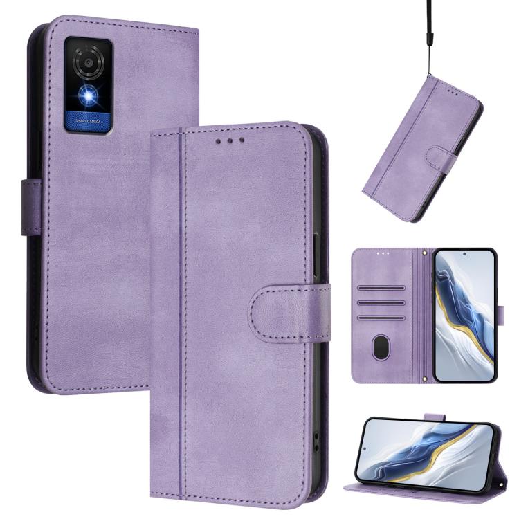 Line Splicing Buckle Retro Leather Phone Case, For TCL 50 XE, For TCL 50 SE / TCL 40 NxtPaper 4G, For TCL 501, For TCL 505, For TCL 502, For TCL 405 / 406 / 408