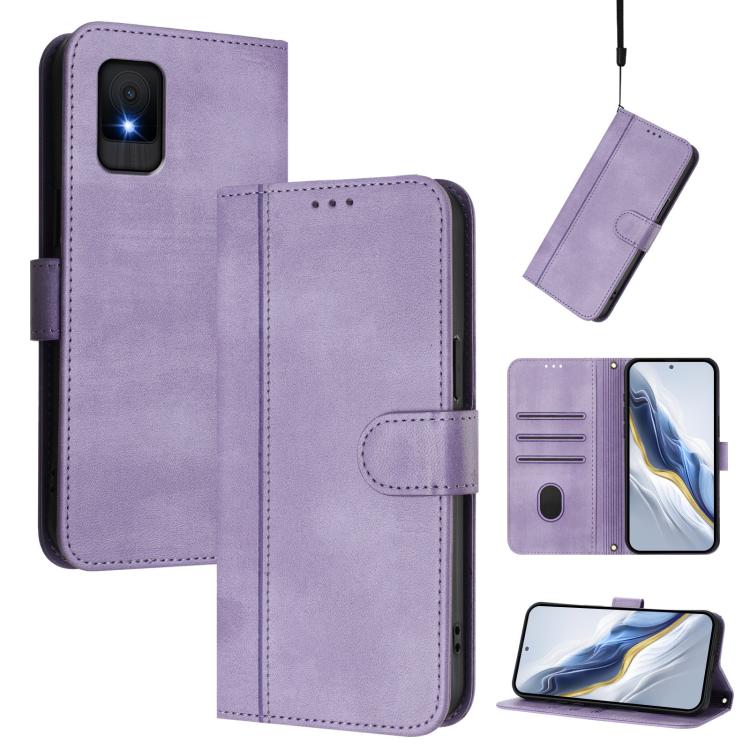 Line Splicing Buckle Retro Leather Phone Case, For TCL 50 XE, For TCL 50 SE / TCL 40 NxtPaper 4G, For TCL 501, For TCL 505, For TCL 502, For TCL 405 / 406 / 408