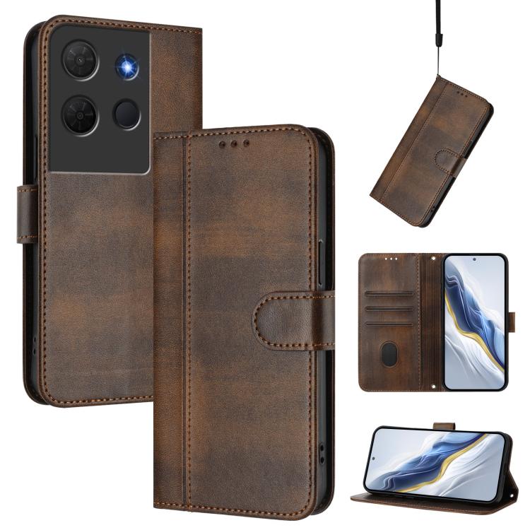 Line Splicing Buckle Retro Leather Phone Case, For TCL 503, For TCL 50 5G / 50 XE / 50 XE NxtPaper, For TCL 50 Nxtpaper /  50 Pro NxtPaper, For TCL 50 LE / TCL K23 / K24, For TCL 50 XL 5G / 50 XL NxtPaper, For TCL 201