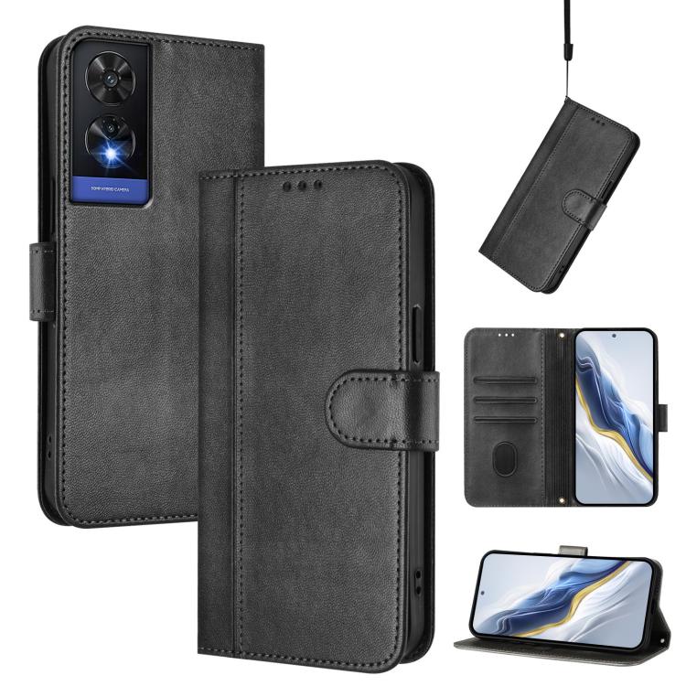 Line Splicing Buckle Retro Leather Phone Case, For TCL 50 XE, For TCL 50 SE / TCL 40 NxtPaper 4G, For TCL 501, For TCL 505, For TCL 502, For TCL 405 / 406 / 408