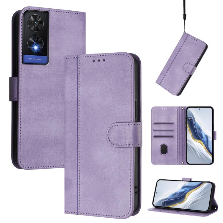Line Splicing Buckle Retro Leather Phone Case, For TCL 50 XE, For TCL 50 SE / TCL 40 NxtPaper 4G, For TCL 501, For TCL 505, For TCL 502, For TCL 405 / 406 / 408