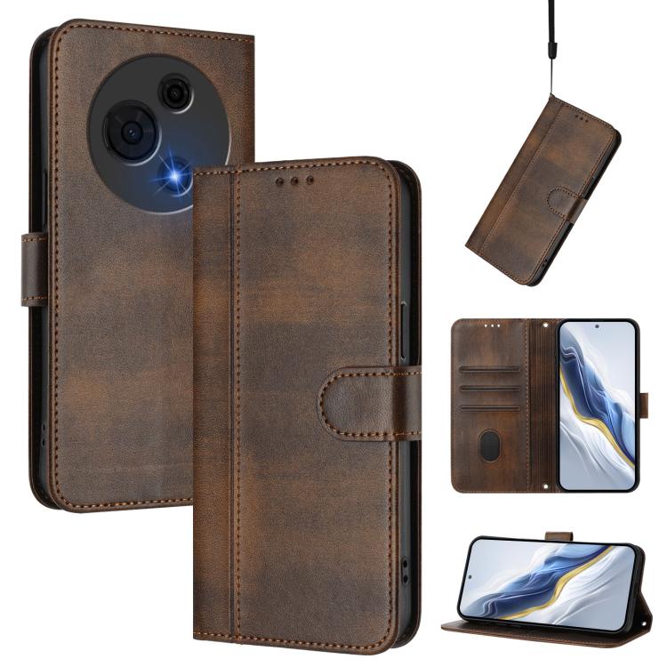 Line Splicing Buckle Retro Leather Phone Case, For TCL K70 Power 4G / K70 4G, For TCL Nxtpaper 70 Pro 5G, For TCL K32 5G / K33 5G, For TCL 60 NxtPaper, For TCL 605 / 60 SE, For TCL 60R 5G