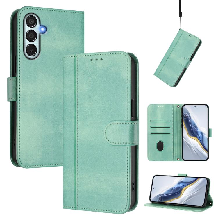 Line Splicing Buckle Retro Leather Phone Case, For Samsung Galaxy M56 5G, For Samsung Galaxy M16 5G / F16 5G, For Samsung Galaxy M06 5G / F06 5G, For Samsung Galaxy M35 5G, For Samsung Galaxy M55 5G / C55 5G, For Samsung Galaxy M15 5G / F15 5G