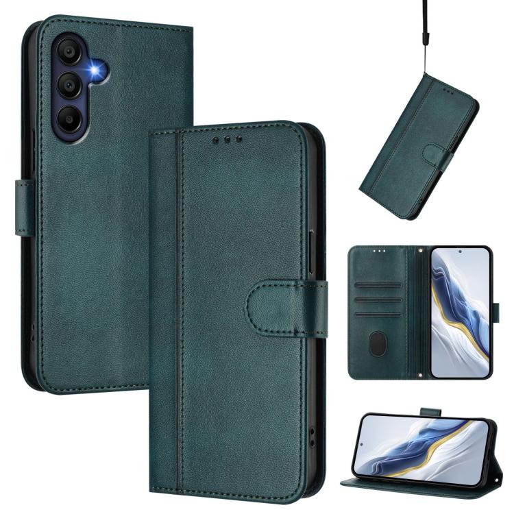 Line Splicing Buckle Retro Leather Phone Case, For Galaxy A27 5G, For Galaxy A17 5G, For Galaxy A07 4G, For Galaxy A06 4G / 5G, For Galaxy A56 5G, For Galaxy A26 5G Global